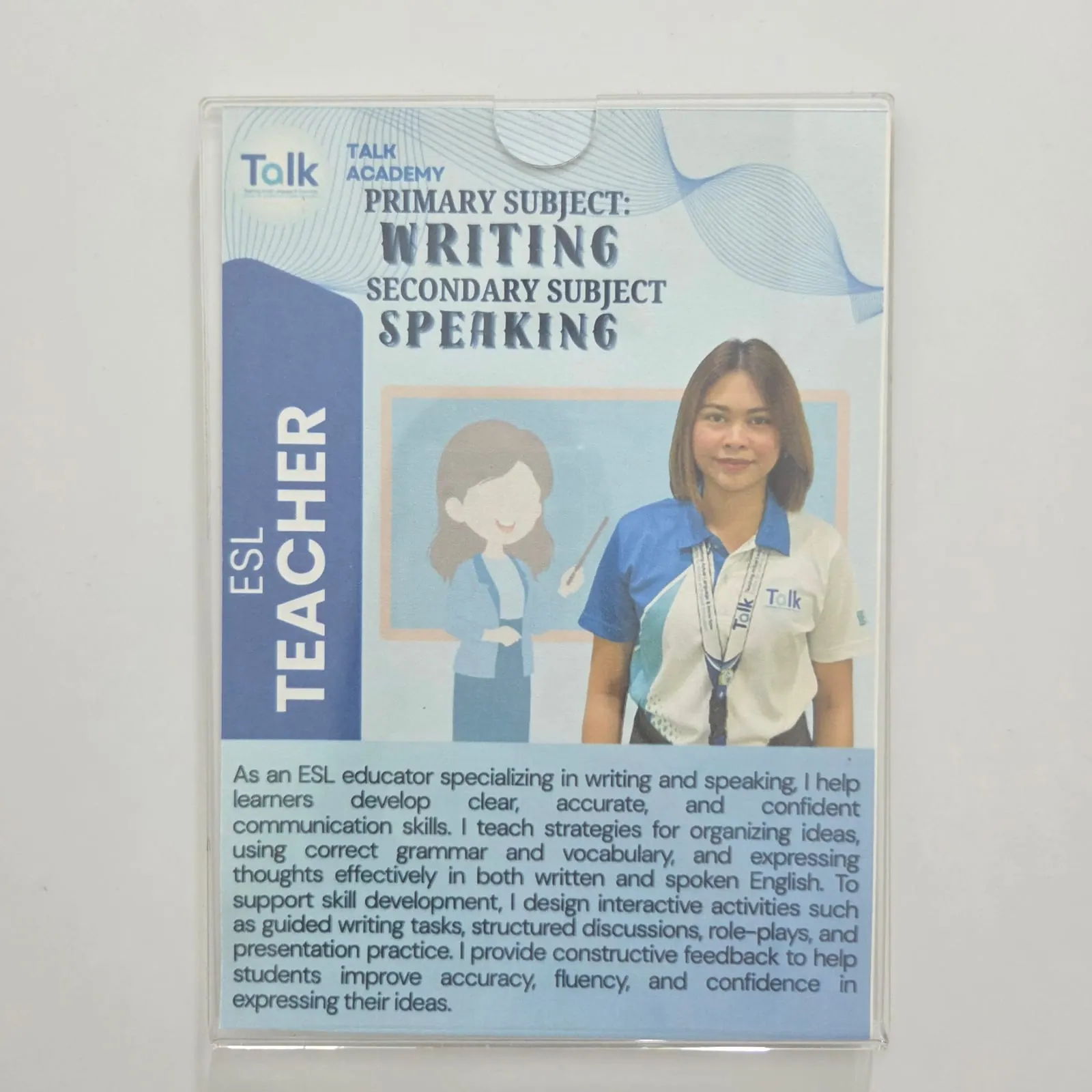ESL 강사 프로필 카드 — 강사 정보를 공개하는 방식