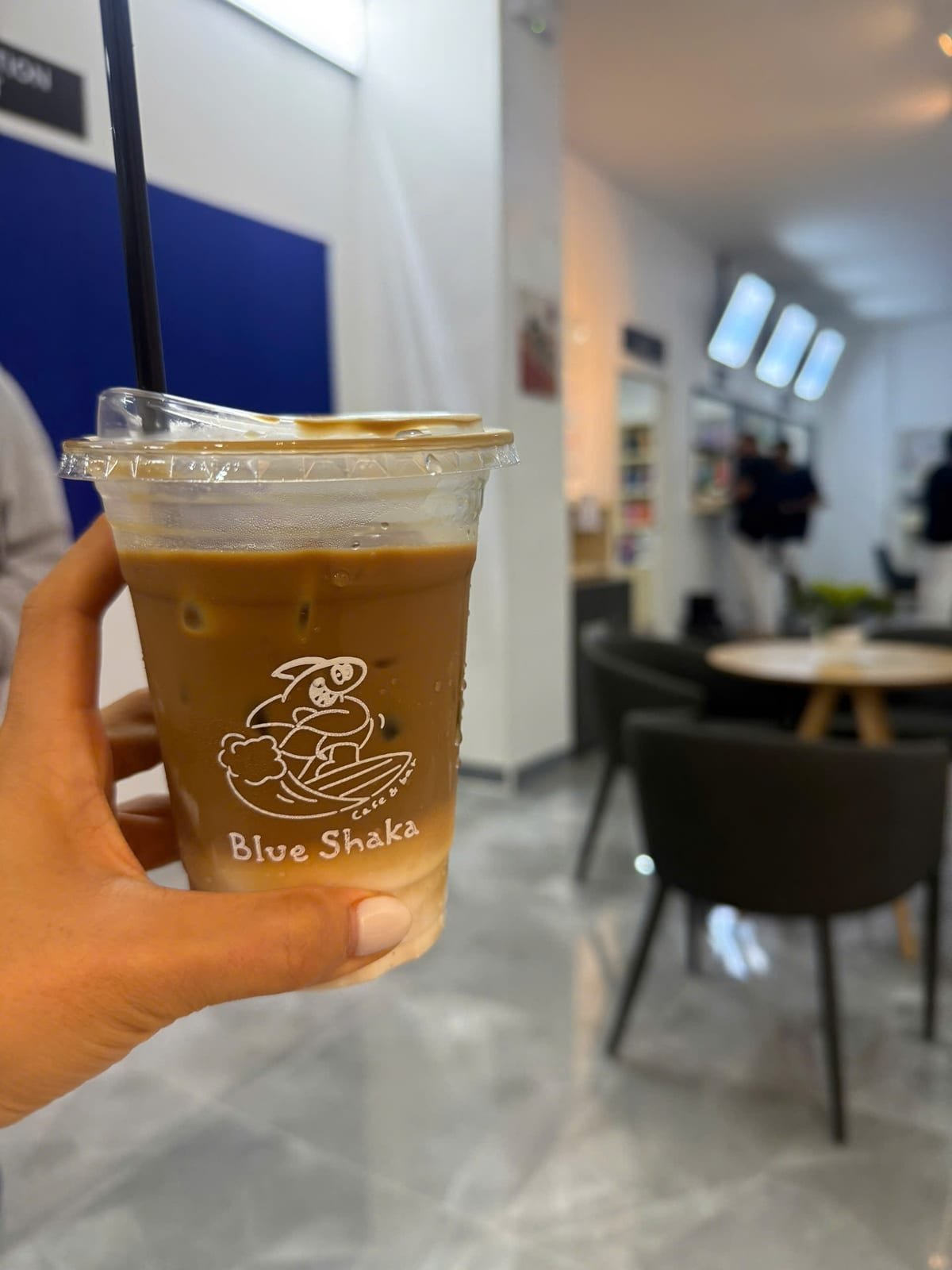 An iced coffee at a cafe near the school in Clark