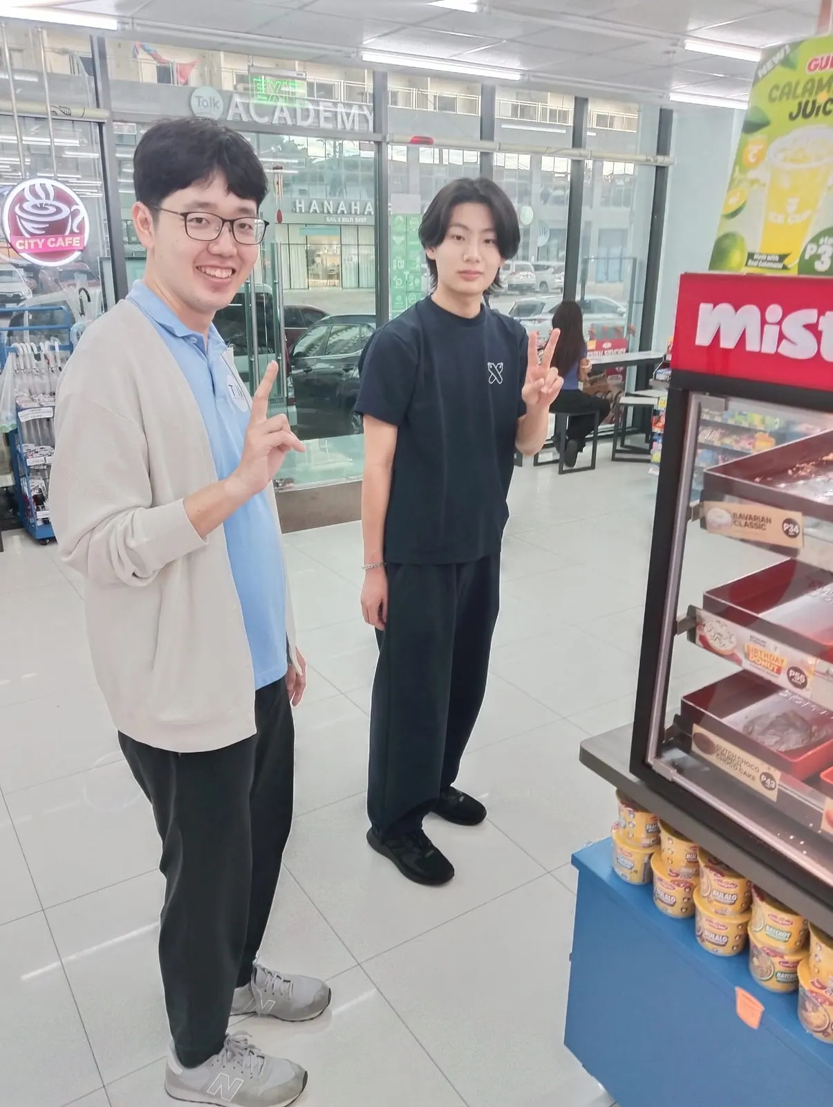 With a staff member outside the campus store