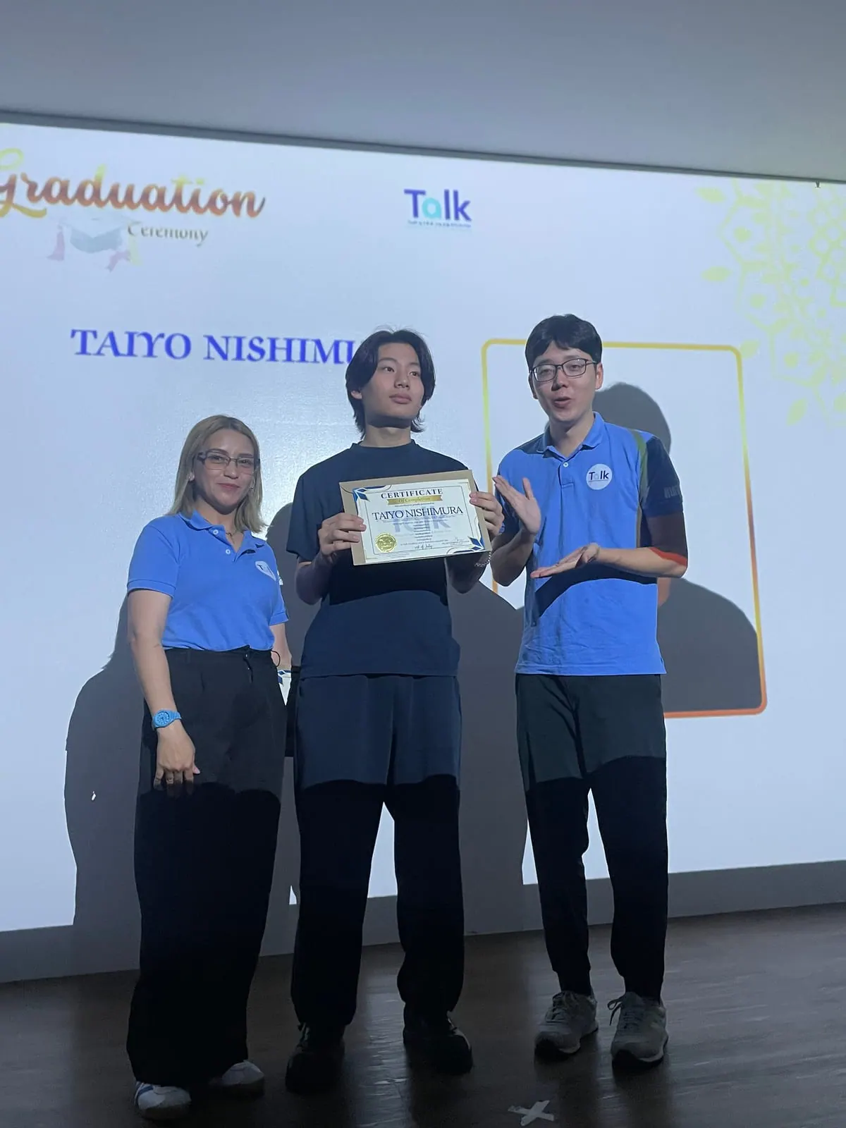 TAIYO NISHIMURA on the graduation screen